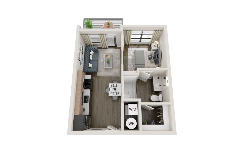 A3 - 1 bedroom floorplan layout with 1 bathroom and 456 square feet A3 - 1 bedroom floorplan layout with 1 bathroom and 456 square feet